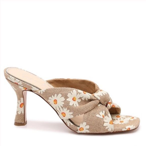 Jessica Simpson MAYXIE Floral Burlap Slip on Heeled Sandals - Picture 2 of 15